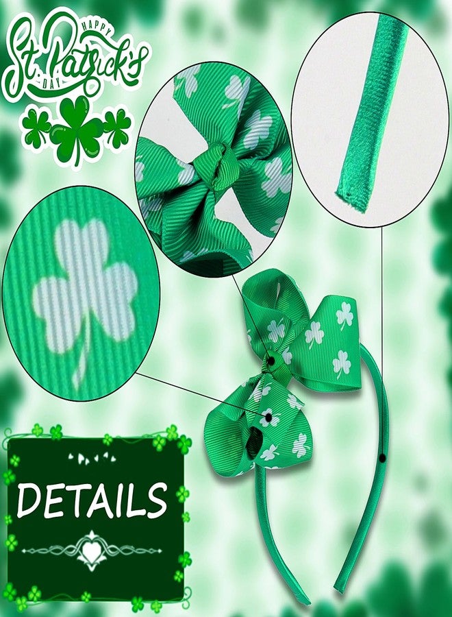Doneace St. Patrick's Day Headband Shamrock Bow Hair Band Green Clover Hair Accessories for Women Irish Saint Patricks Day Festival Costume Parade Party Supplies - Image 3